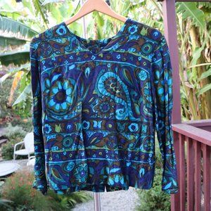 Vintage Long Sleeved Paisley and Flower Back Butto